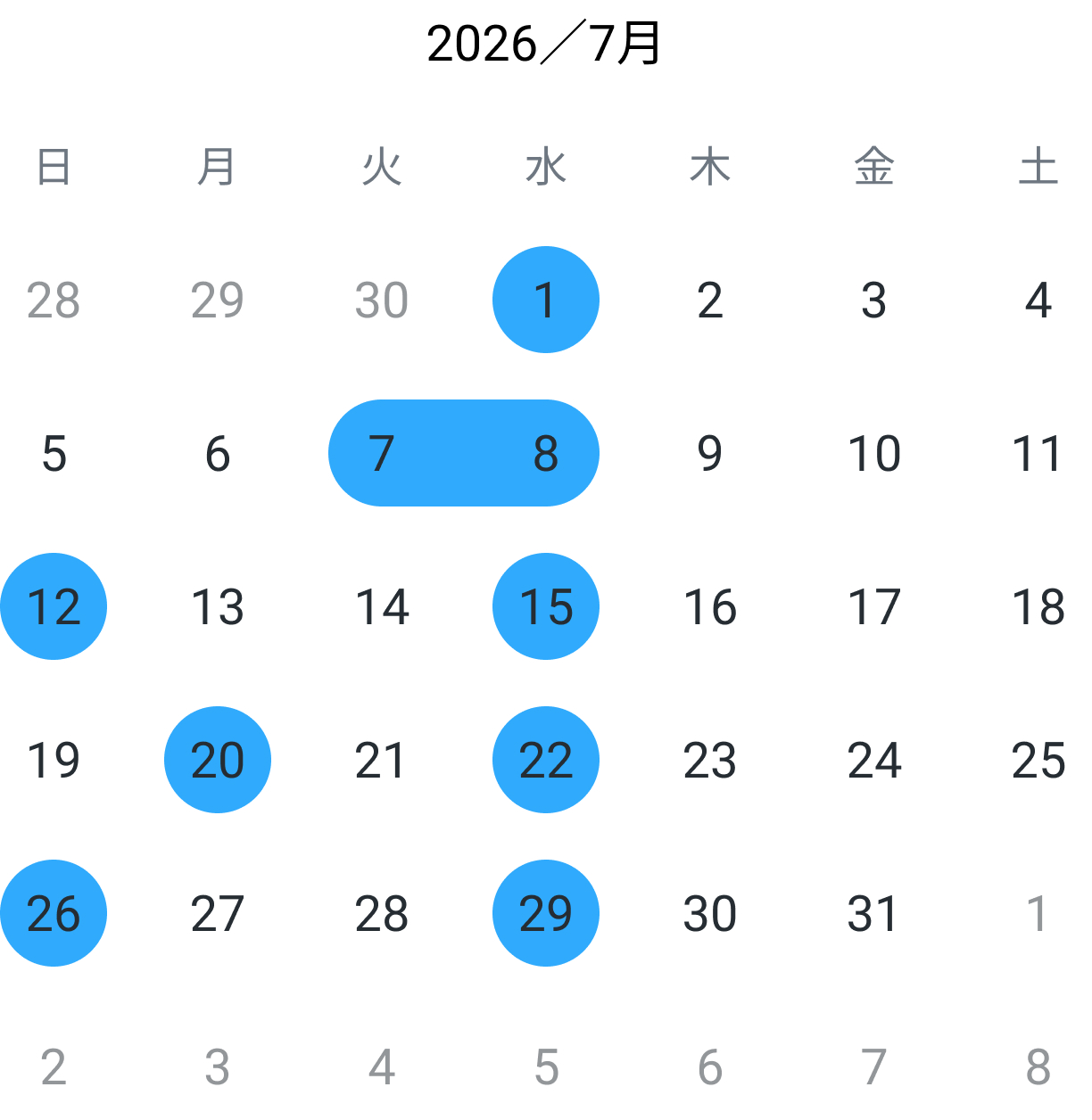 2026年6月カレンダー